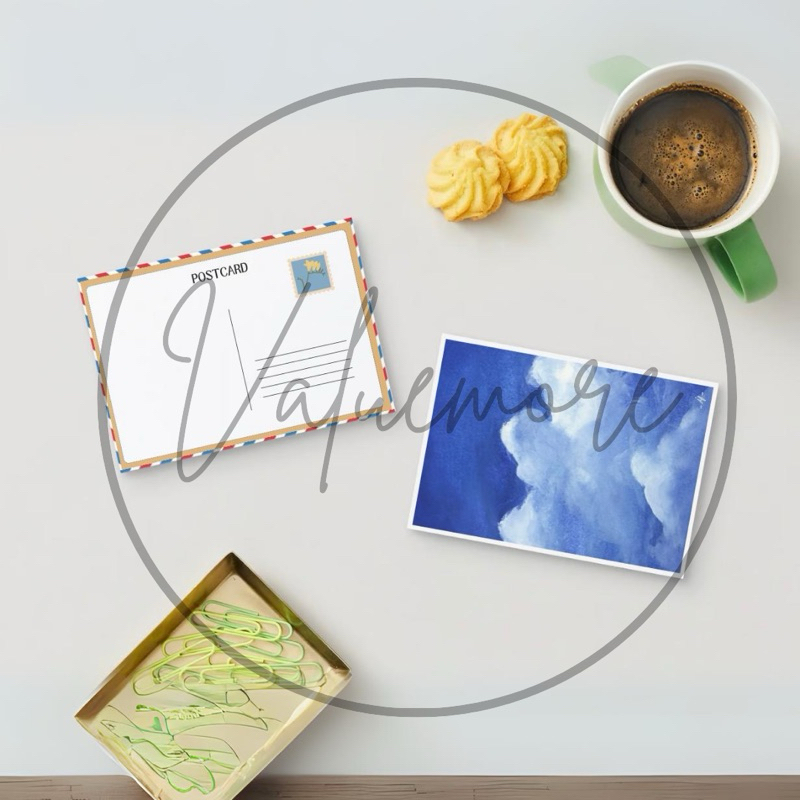 

ARTPRINT Clouds GOUACHE PAINTING CARD Greeting Card PostCard kado koleksi kartu ucapan lukis