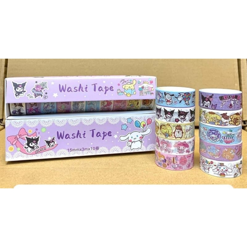 

6Pack Washi Tape Kuromi 15mmx3m - Selotip Motif - Isolasi Kuromi