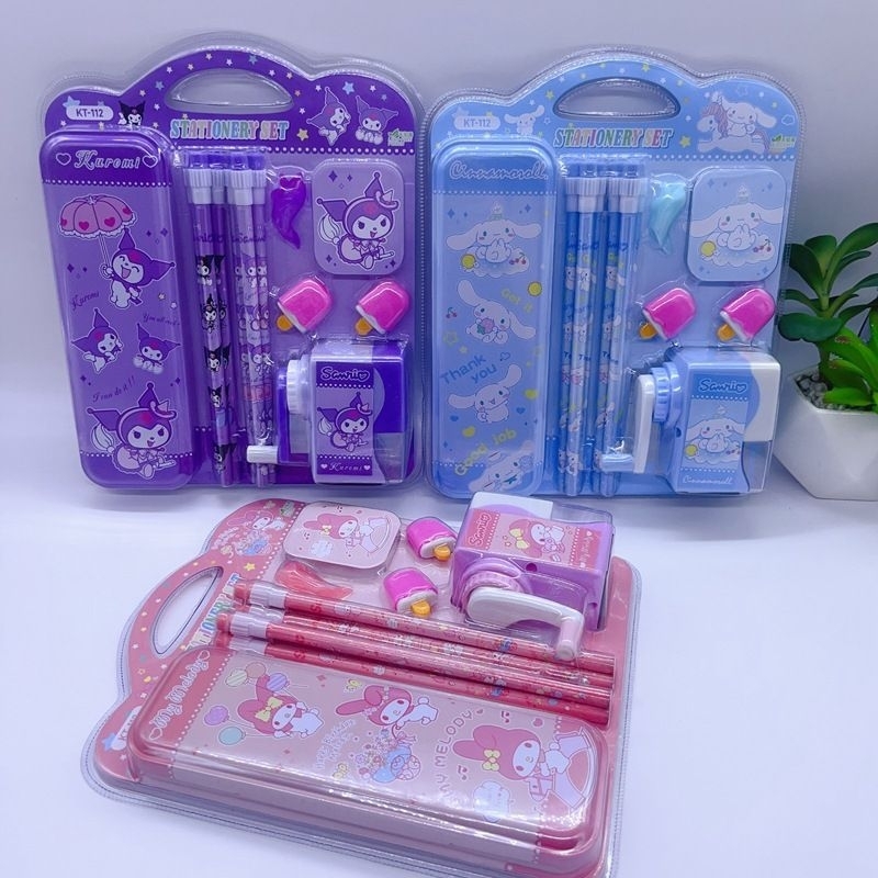 

Set Alat Tulis Sanrio ATK Pensil Case Kotak Pensil Penghapus Penggaris Rautan Grip