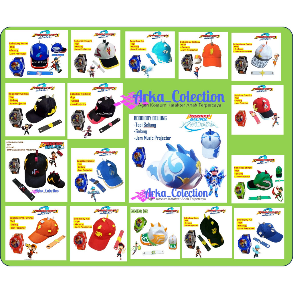 Topi Boboiboy dan Jam Boboiboy Galaxy Windara Boboiboy Beliung