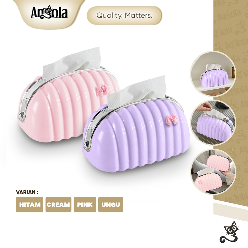 [DIJAMIN ORI] ANGOLA Kotak Tisu Mini Pouch Elegan D82 Pastel Tissue Box / Kotak Tisu PER Semua Ukuran