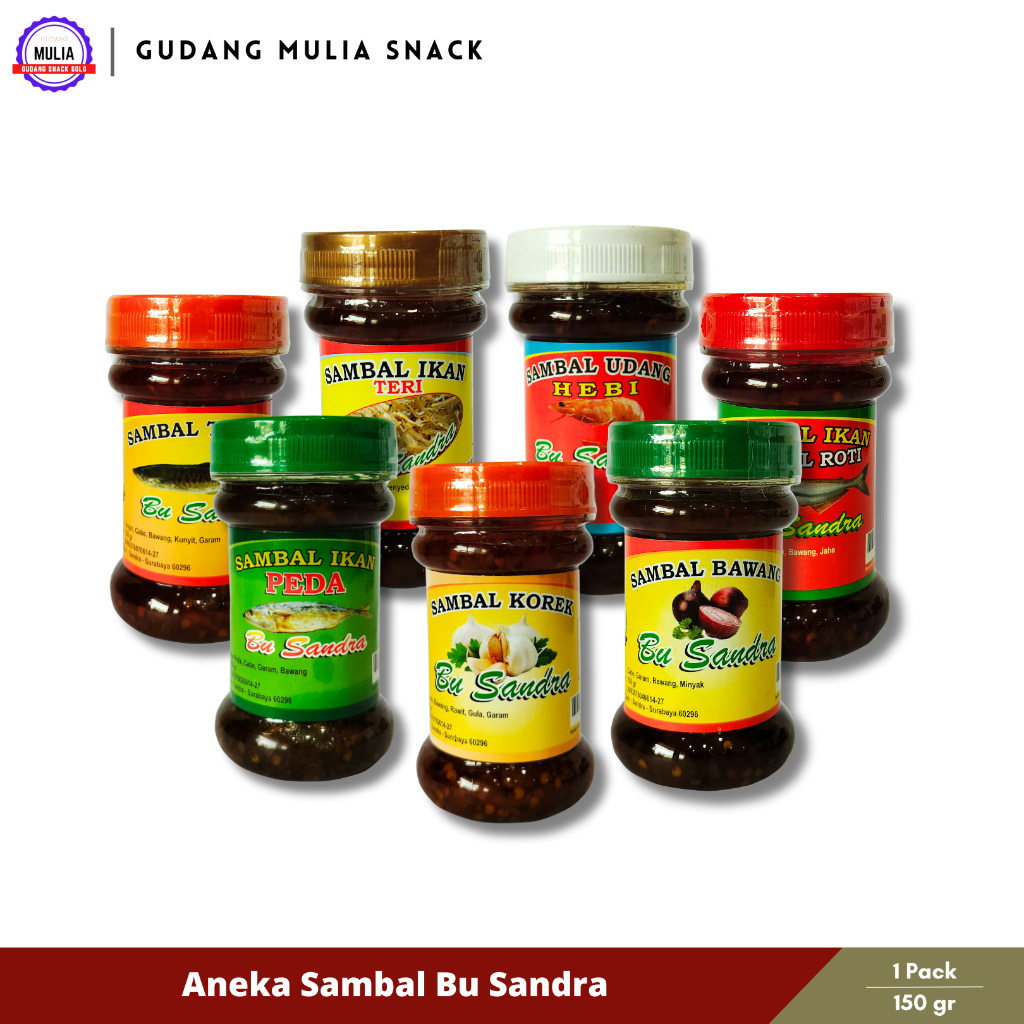 

SAMBAL BU SANDRA | Sambel Bawang Korek Ikan Peda Udang Ebi Jambal Roti Tengiri Teri