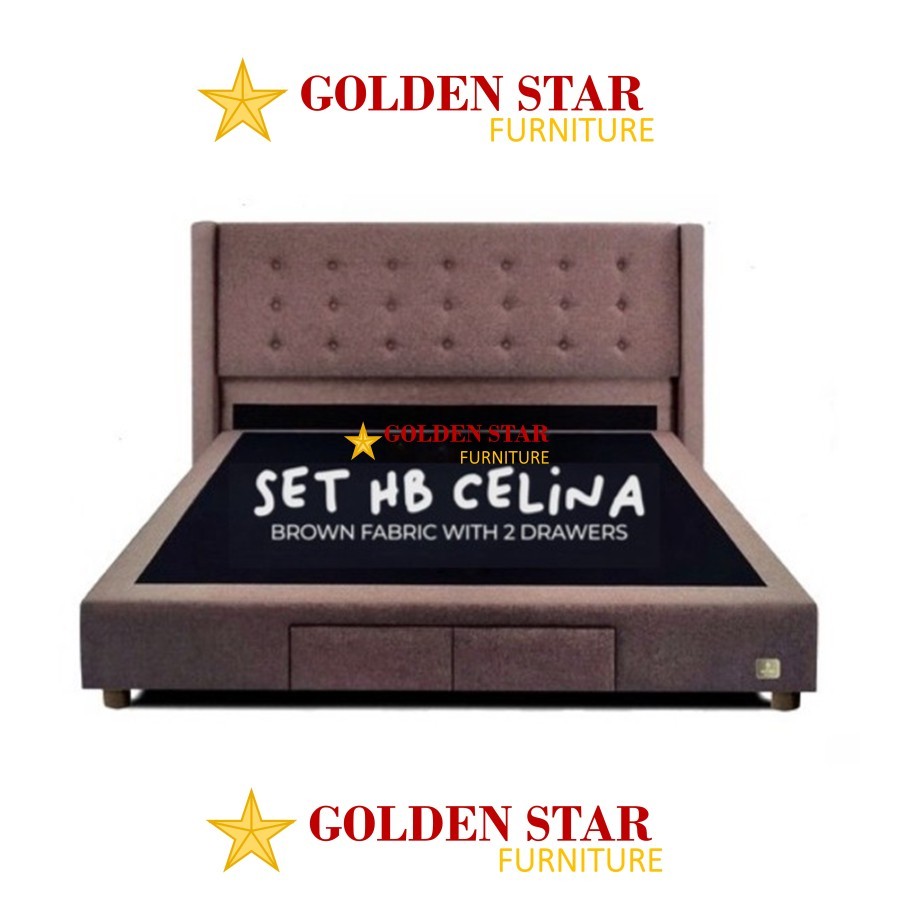 Bed Divan LACI + Sandaran Ranjang Drawer Olympic Celina Brown 120 - 160 - 180 (TANPA KASUR) 120x200 