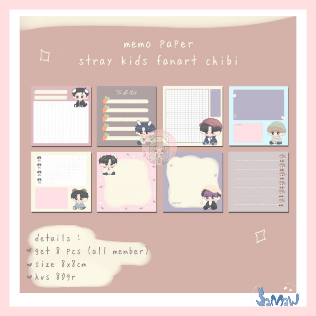 

Memo Paper Stray Kids Fanart Chibi | Memopad | Journaling | Catatan Cute