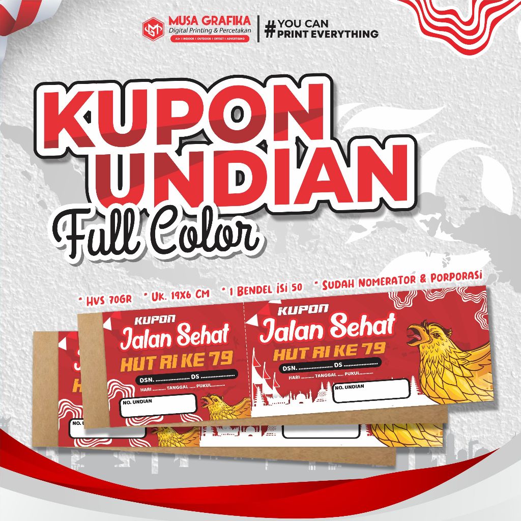 KUPON AGUSTUS / KUPON JALAN SEHAT / KUPON UNDIAN FULL COLOR
