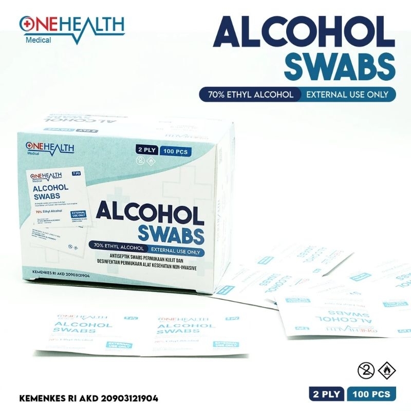 Alcohol Swab Onehealth 2 Ply isi 100 Alkohol Swab Tisu Swab Kapas Swab Kapas Alkohol Swab
