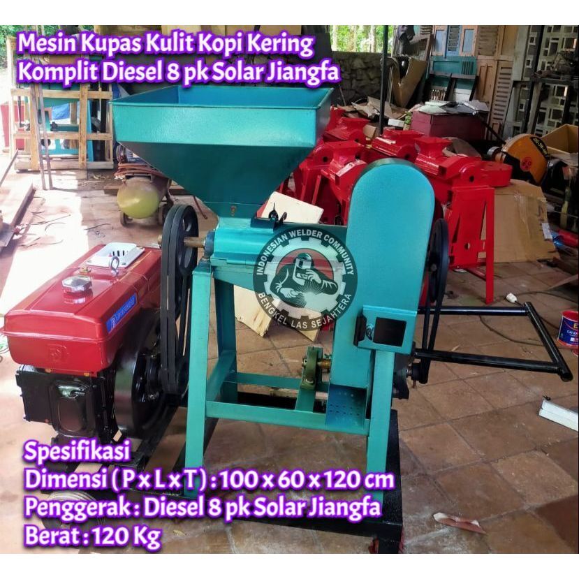 Mesin Kupas Kulit Kopi Kering Komplit Diesel 8 pk Solar Jiangfa