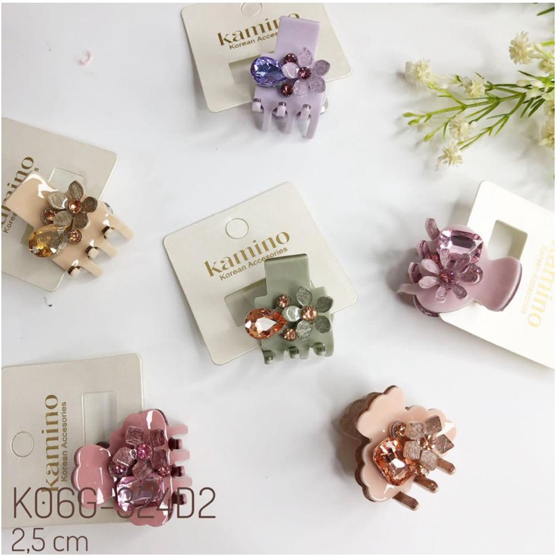 Jepit rambut Korea kristal bunga kamino