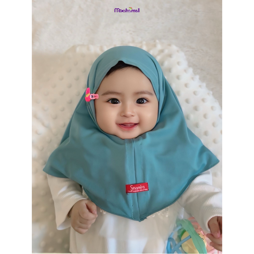 Shamira - Hijab Bergo Bayi 0-12 Bulan Tanpa Tali I iqala Jilbab Anak Bayi Jersey Premium