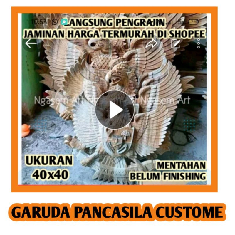 GARUDA PANCASILA KAYU JATI HADAP DEPAN
