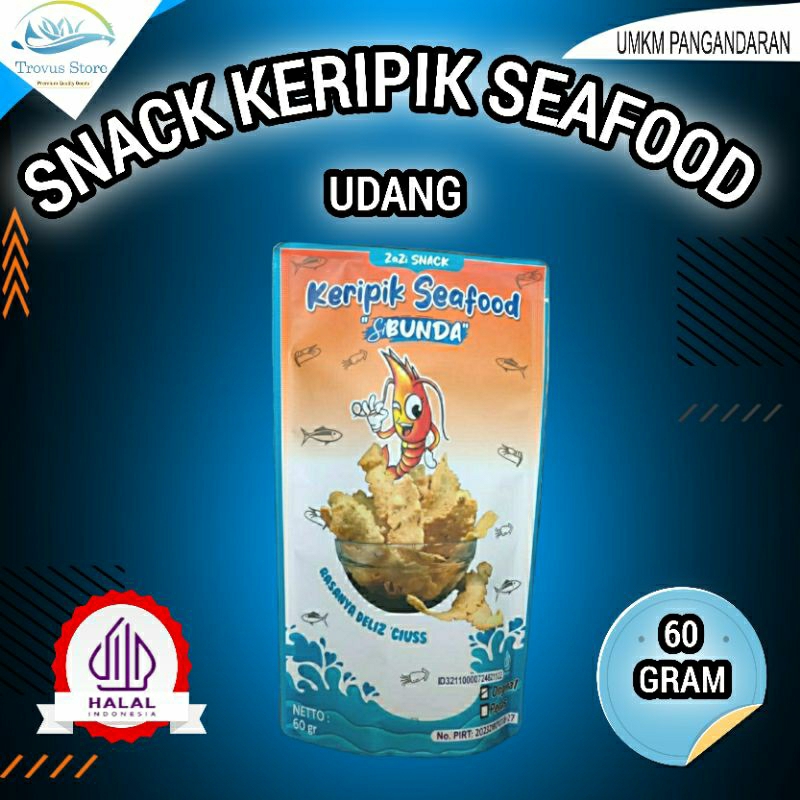 

Snack Keripik Seafood Udang Tepung Kualitas Premium Gurih Renyah Khas Pangandaran Makanan Oleh-oleh Cemilan Instan