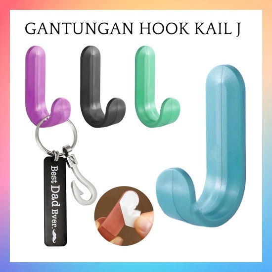 MEITAN GANTUNGAN BAJU MODEL J ALAT CANTELAN DINDING KAIT TAS KUNCI LAP PERALATAN DAPUR HOOK TEMPEL