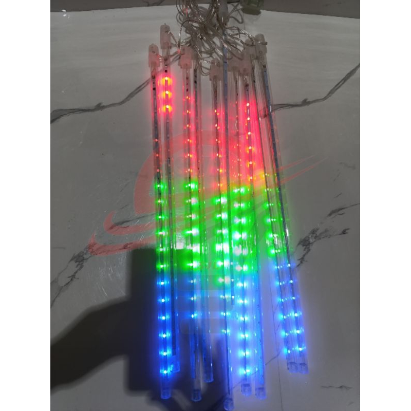 Lampu Meteor 10 batang RGB variasi Turun Lampu Hujan