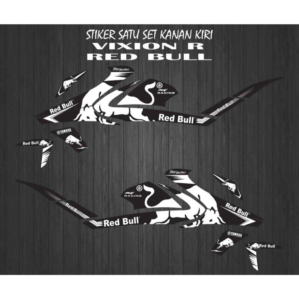 STIKER STRIPING LIST MOTOR VARIASI YAMAHA VIXION R MOTIF REDBULL