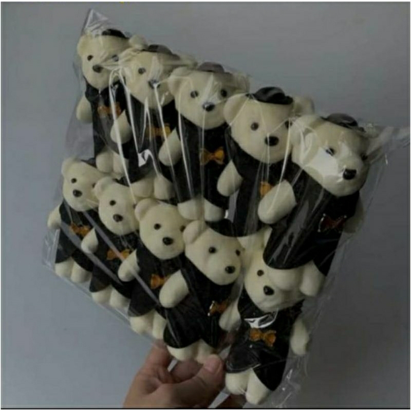 Boneka Beruang Mini Cowok 11 cm / Boneka Hiasan Buket / Boneka Beruang Pakai Kostum