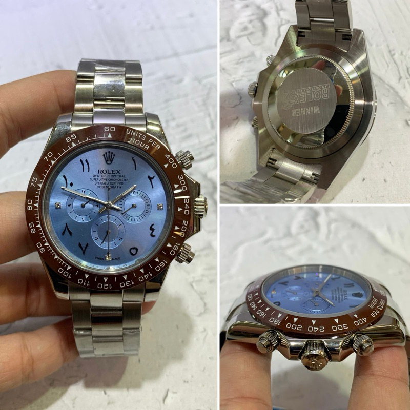 JAM TANGAN SULTAN PRIA ROLEX DAYTONA ARABIC AUTOMATIC JAPAN DIAMETER 45MM