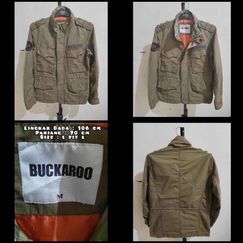 Jaket Parka Military M65 Merk Buckaroo Warna Hijau Army Second Original.