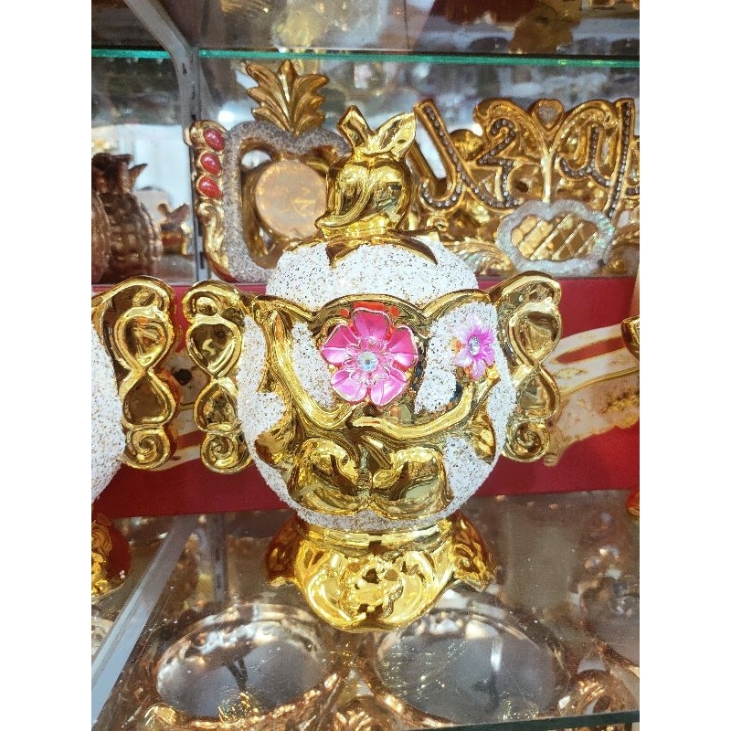 toples Glitter/pajangan meja keramik hias/ pajangan lemari hias toples keramik glitter