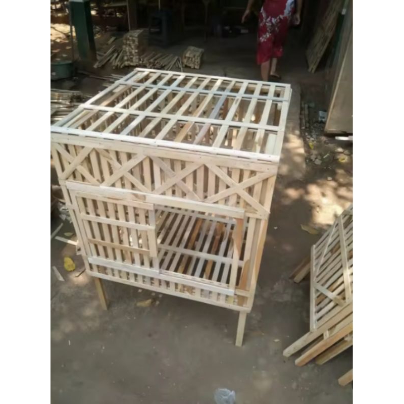 kandang ayam jago bahan full kayu jati bongkar pasang