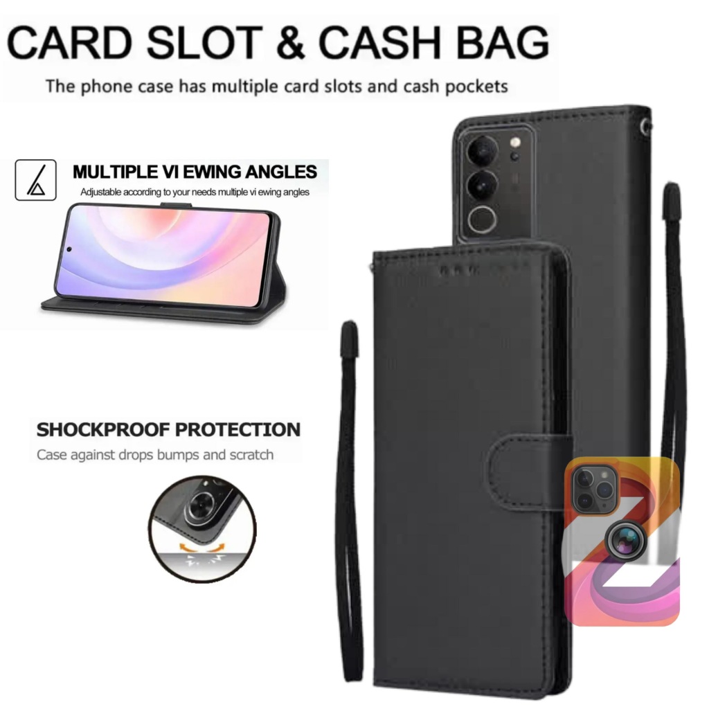 Flip cover leather case dompet kulit Vivo V29 5G  Y27 4G 5G Y27s casing dompet
