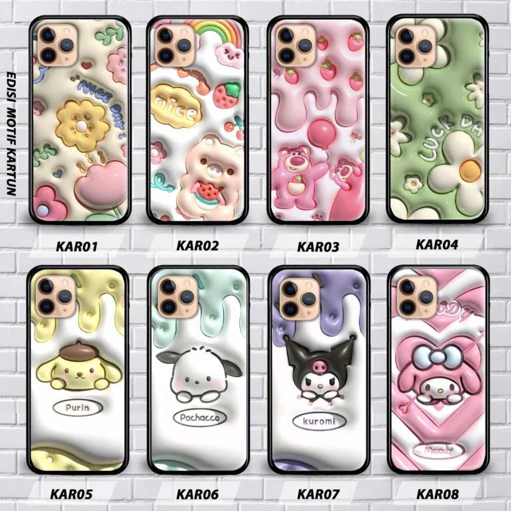 Softcase Glass Case Premium Motif Bunga KAR-1 Case Vivo S1 Vivo V11 Pro Vivo V15 Pro Vivo V17 Pro Vi