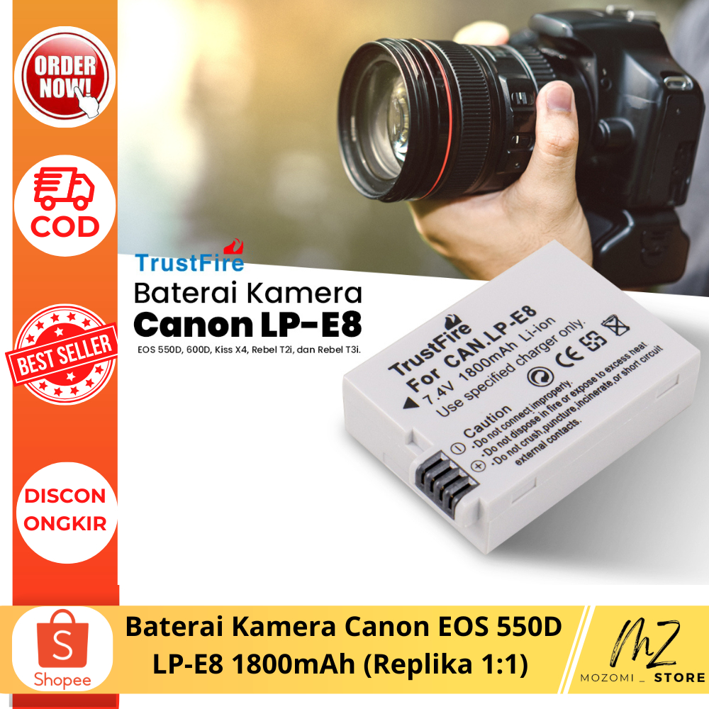 Baterai Kamera Canon EOS 550D LP-E8 1800mAh (Replika 1:1) / aksesoris camera
