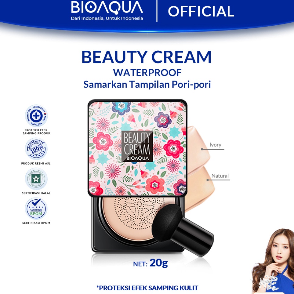 BIOAQUA BB Cushion Whitening Beauty Cream Waterproof Bedak Cushion 2g Makeup tahan hingga 12 jam Men