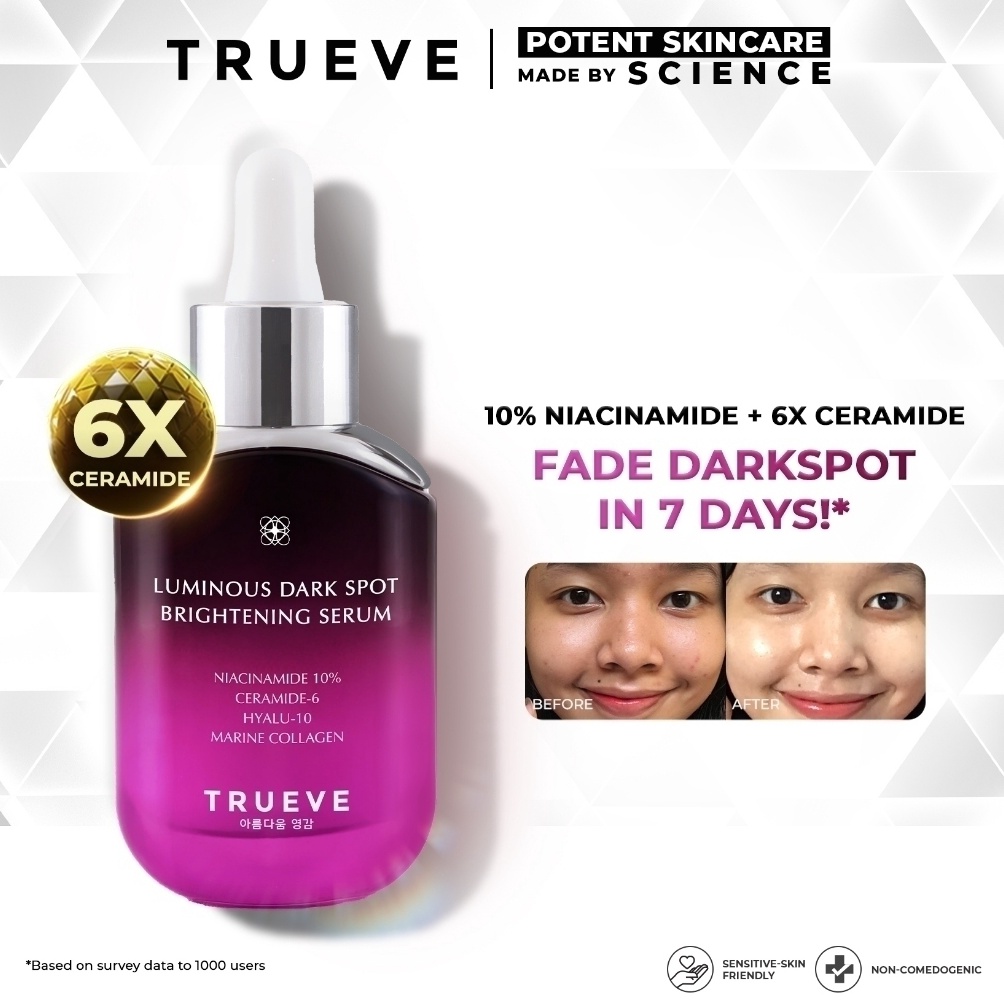 TRUEVE Luminous Dark Spot Brightening Serum 1 Niacinamide  6X Ceramide  Skincare Pencerah Muka dan P