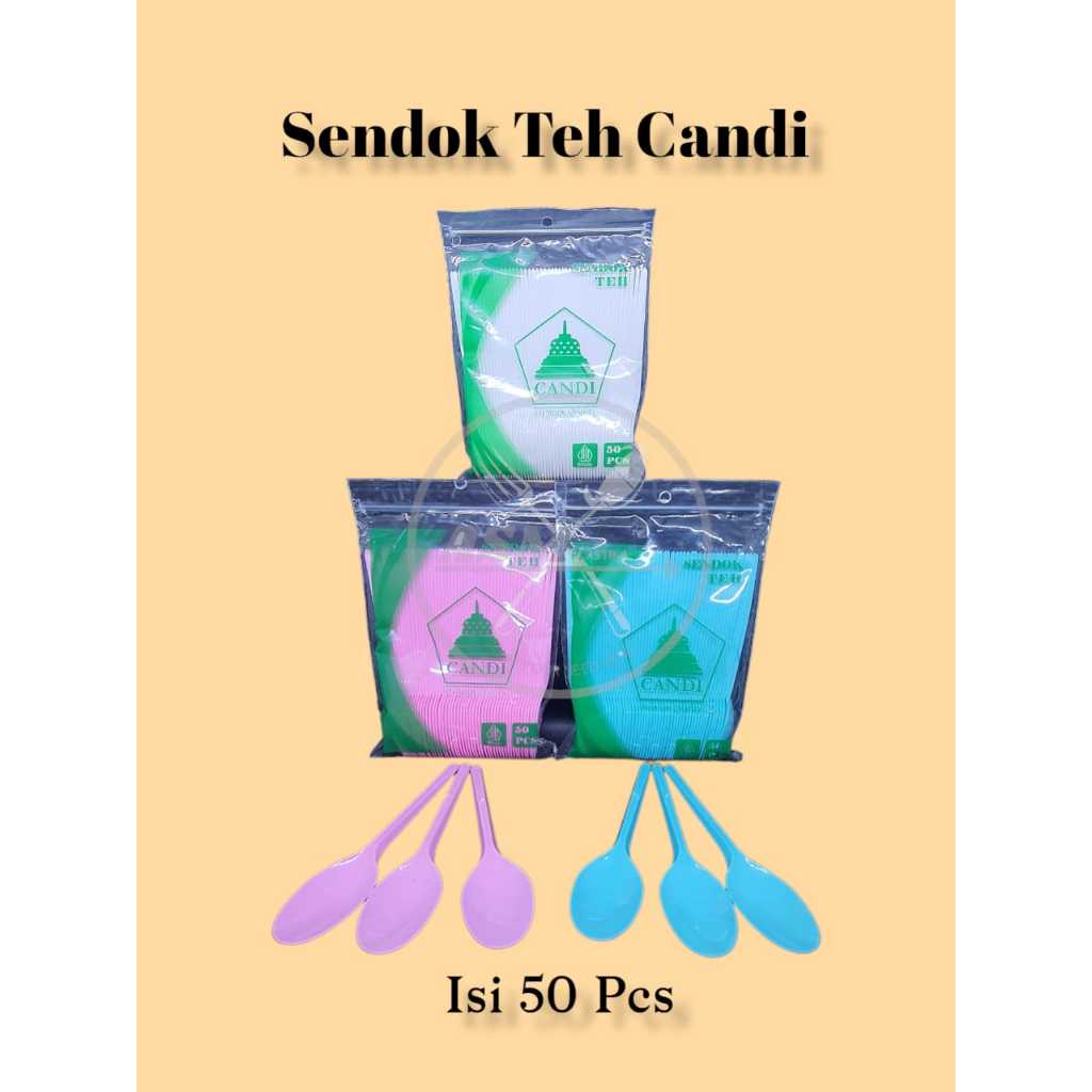 Sendok Teh Plastik Warna CANDI 1 Pack Isi 50 Pcs | Sendok Kecil |  Sendok Puding  | Sendok kecil war