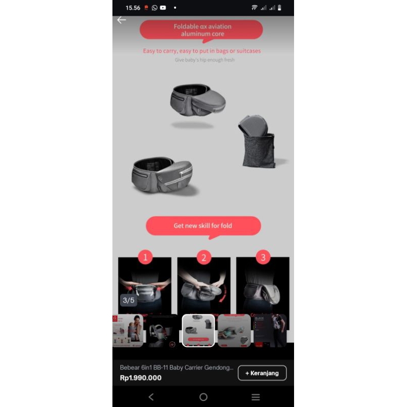 gendongan hipseat bebear not ergobaby