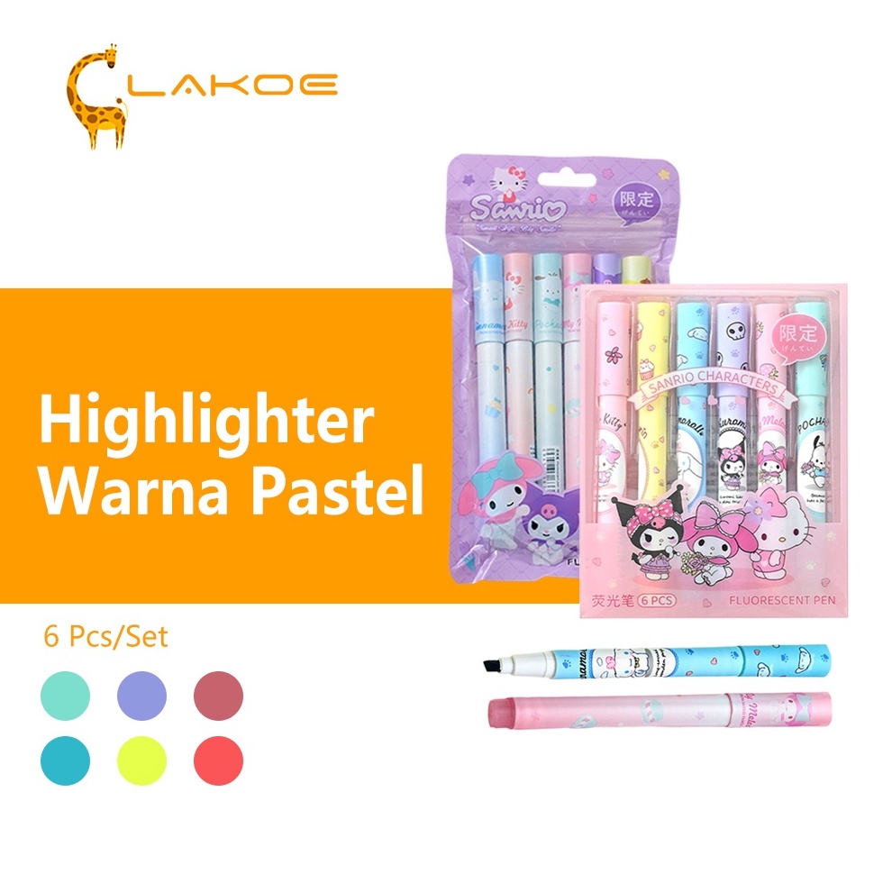 

KODE V62F LAKOEINDONESIA Stabilo Highlighter Pen Warna Warni 6 PcsSet