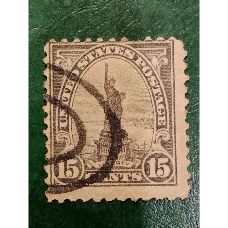 

Prangko USA 15 Cents Statue Of Liberty tahun 1922 Used