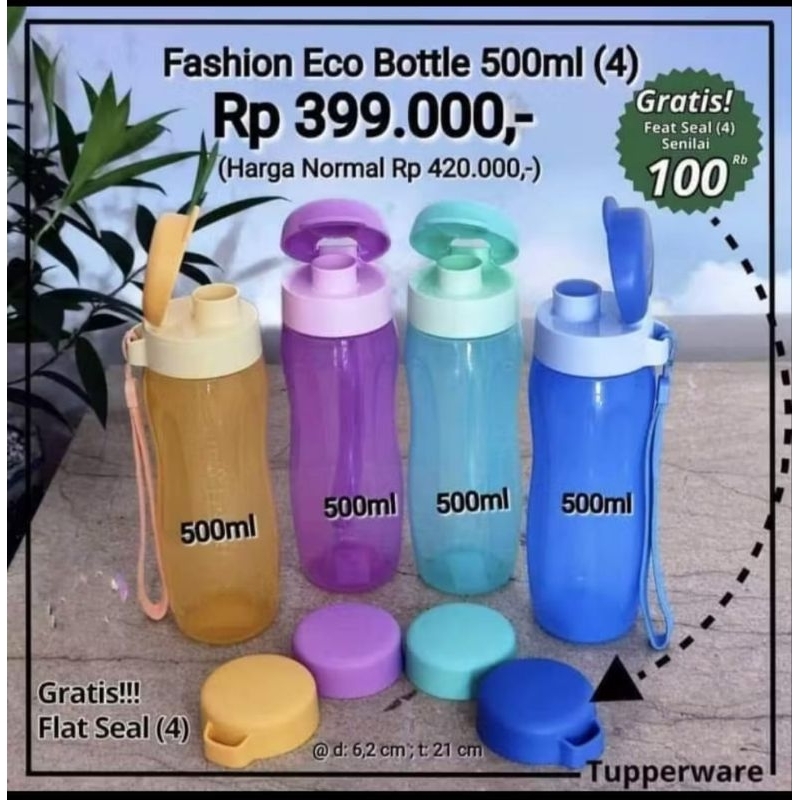 Eco fashion 500ml Tupperware botol tupperware | gratis tutup 1 |
