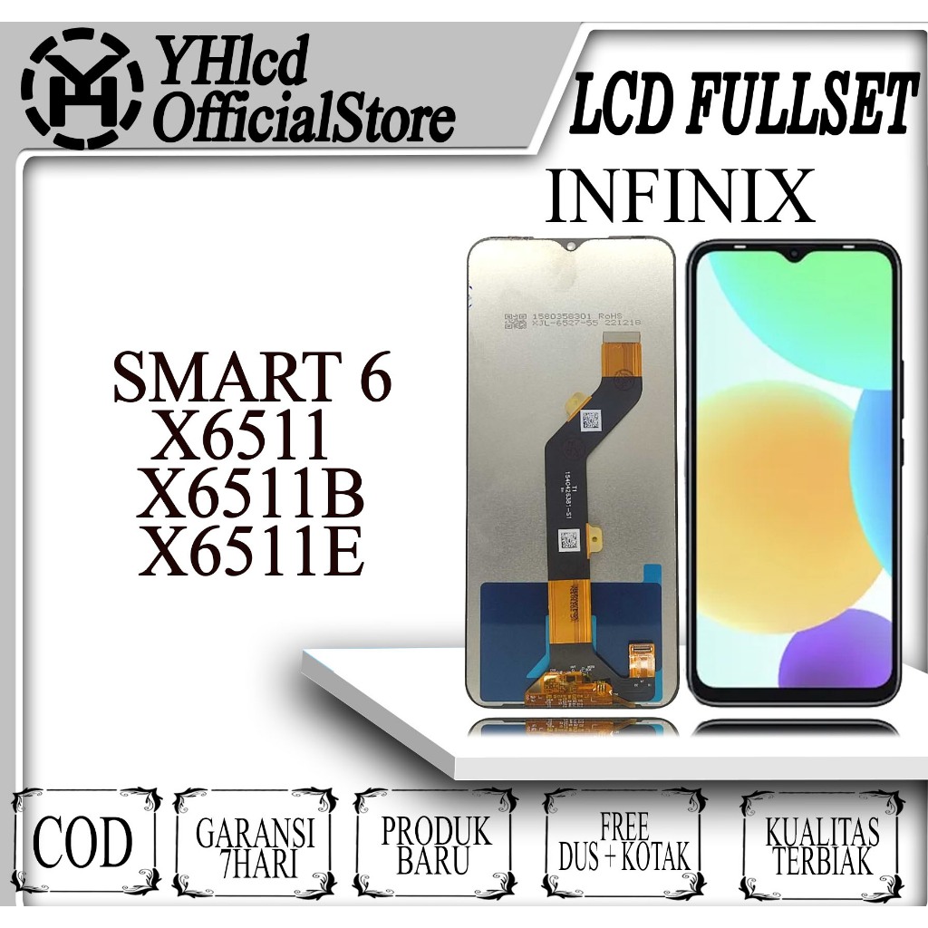 LCD FULLSET TOUCHSCREEN INFINIX SMART 6 / X6511 / X6511B / X6511E KUALITAS MUTU GLASS