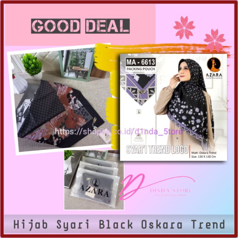 Hijab Syari Motif Black Edition Jilbab Segi Empat Jumbo Kerudung Oskara Trend Salur Fashion Muslim W