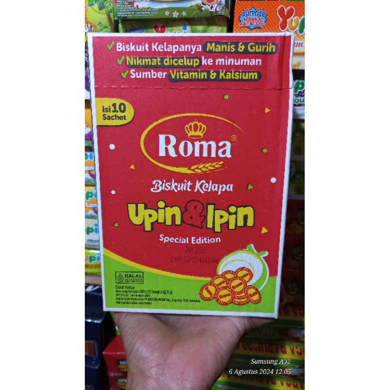 

Roma Biskuit Kelapa Upin&Ipin 1Box Isi 10 Sachet @36g