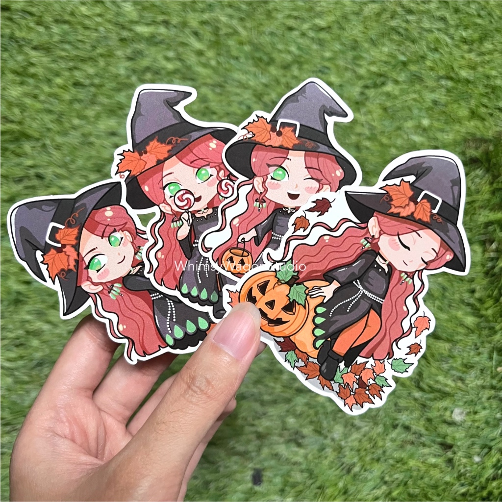 

Sticker Lucu Sticker Ilustrasi Halloween Penyihir Chibi Sticker Die Cut Waterproof