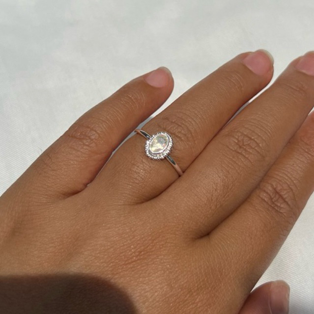 ETHIOPIAN OPAL SUN RING STERLING SILVER