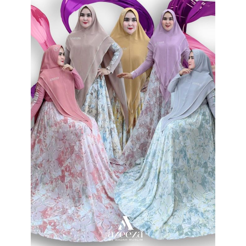 Erina Series Gamis Elegant Bahan Ceruty Armani Printing Kombinasi Ceruty Babydoll Armani Polos Dan J