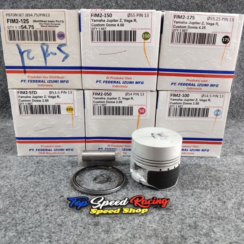 PISTON FIM 2 SEHER UKURAN 53,5 / 54 / 54,5 / 54,75 / 55 / 55,25 BUAT JUPITER  / VEGA / BEAT / SCOOPY