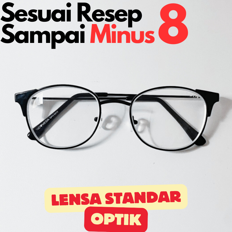 Kacamata minus anti radiasi pria wanita standar optik sampai minus 8 frame gaya bulat korea