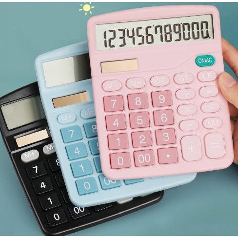 

KODE I1Q Kalkulator 12Digit Electronic Calculator Merah Muda