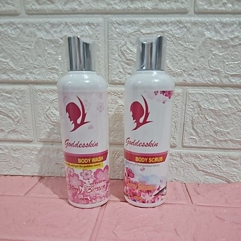 Goddesskin Duo Body Scrub n Body Wash Cherry Blossom