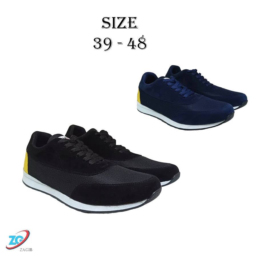 Sepatu Sneakers Pria Olahraga Lari / Sneaker Sport Cowok Kuliah Running Casual Ukuran Jumbo & Kecil