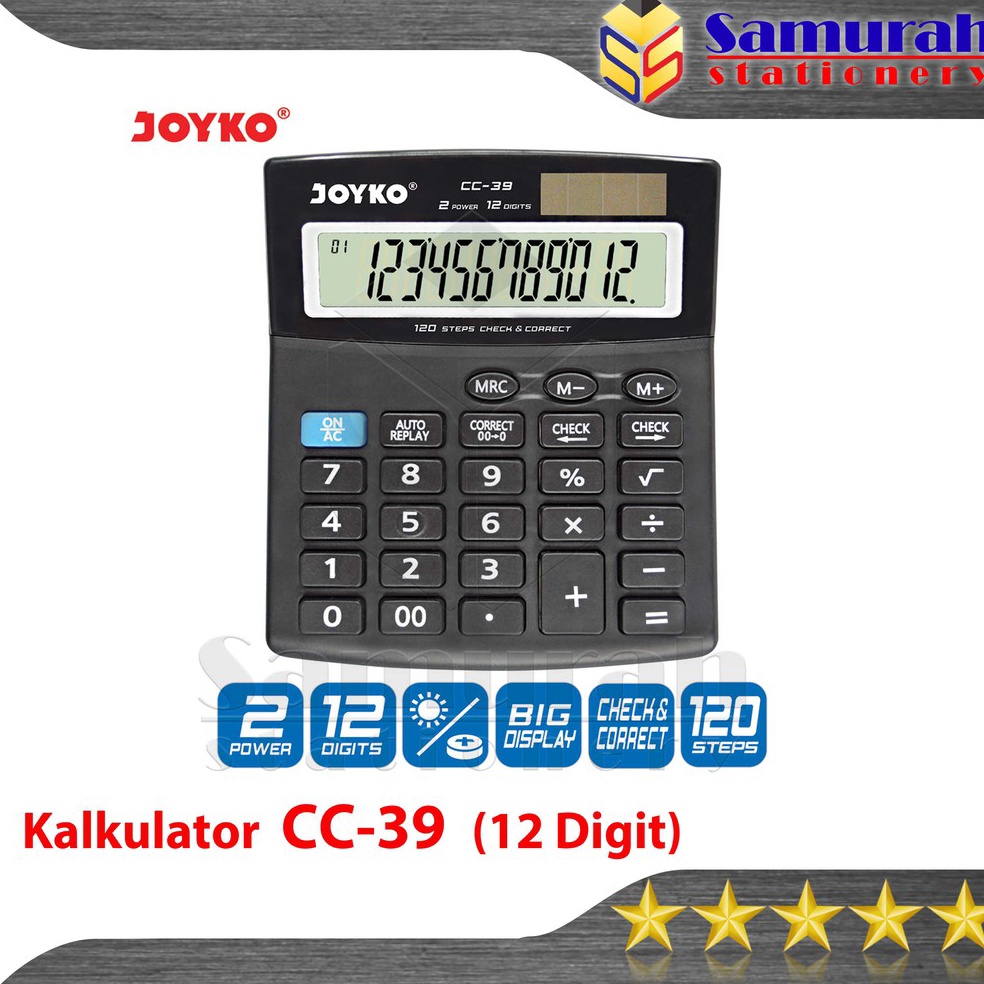 

KODE K33Q Kalkulator Meja Joyko CC 39 Mesin Hitung CC39 Calculator 12 Digit Check Correct Big Display