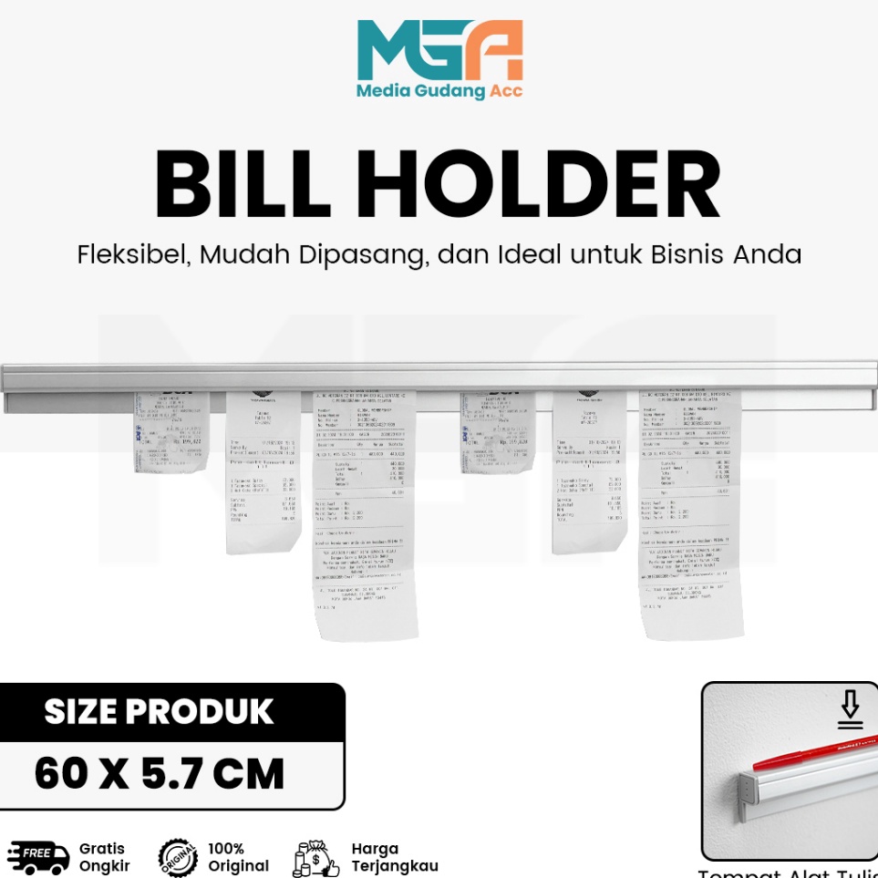 

KODE M85U BILL HOLDER 6CM CAPITAN NOTA STAINLESS RECEIPT HOLDER PENJEPIT KERTAS BON BILL