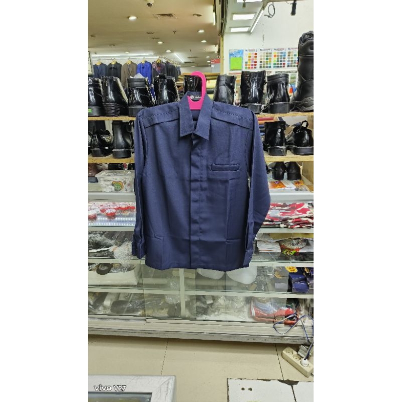 Safari paspampres biru dongker panjang / seragam safari satpam biru dongker panjang