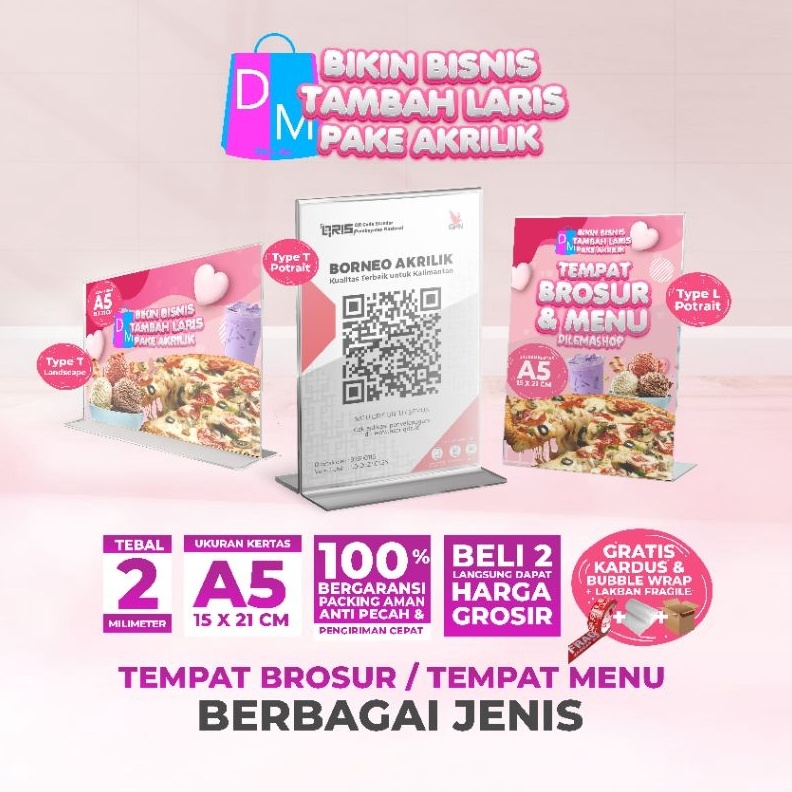 

KODE T87G Tempat Brosur Akrilik A5 Tempat Qris Tempat Menu Restoran Dilemashop Indonesia Plakat Akrilik Banjarmasin Akrilik Banjarbaru Media Promosi Akrilik Tools Marketing Alat Promosi Perlengkapan Usaha