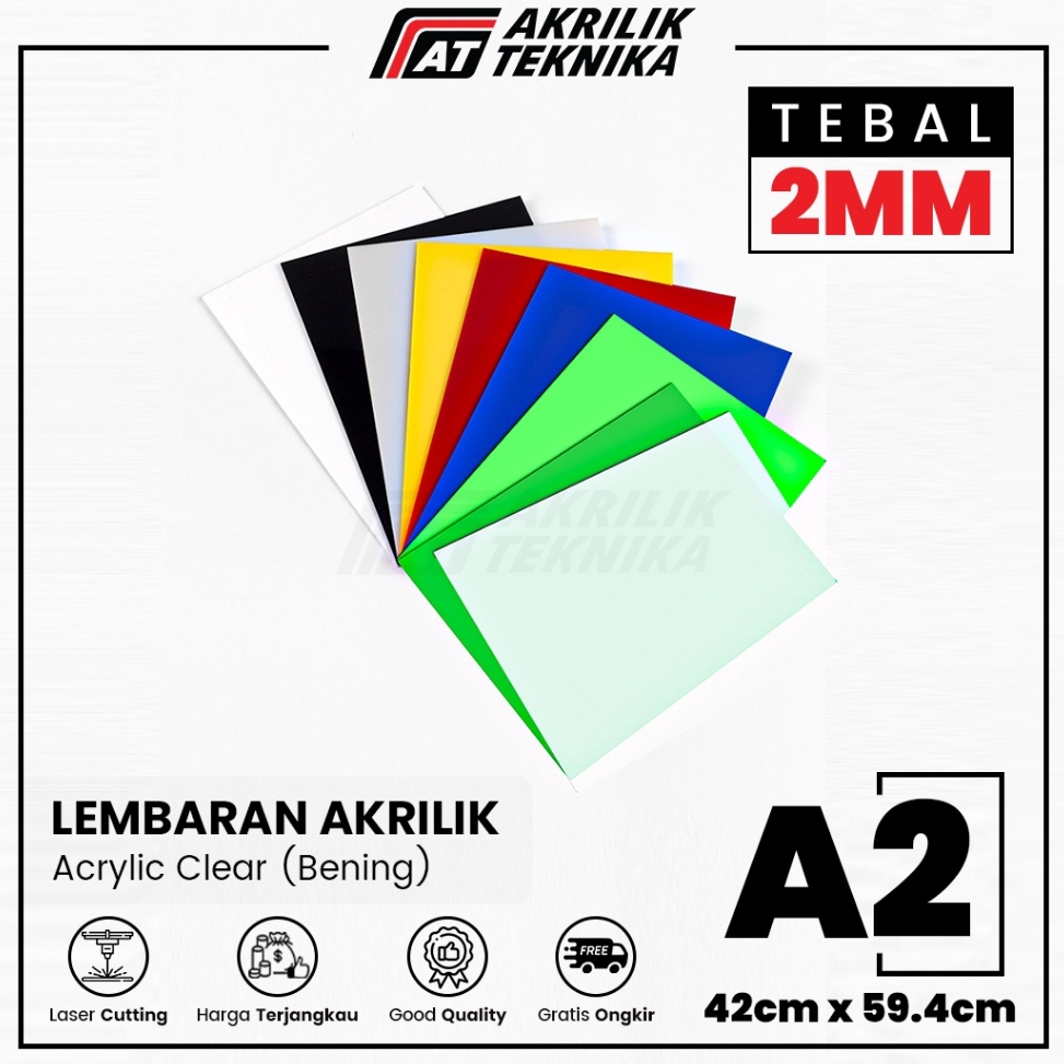 

KODE H5V Acrylic Sheet Lembaran Akrilik Clear Bening Hitam Putih Merah Kuning Biru Hijau A2 2mm