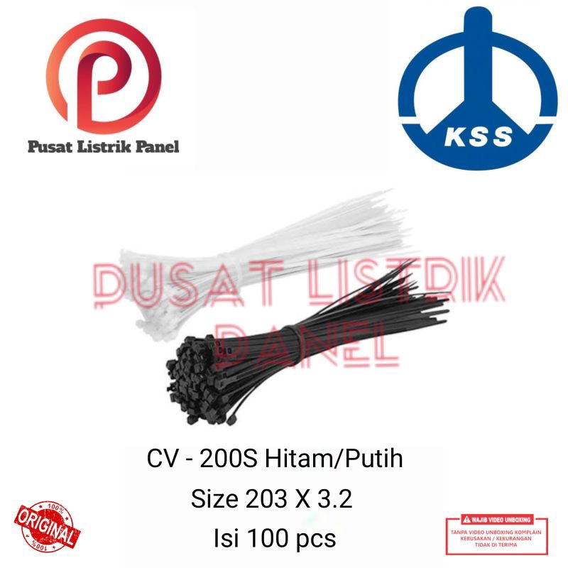 kabel ties cv- 200S /20 cm ties kabel kss putih hitam